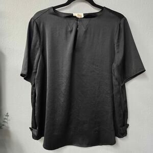 Band of Outsiders Black Satin Keyhole Blouse - Size 0